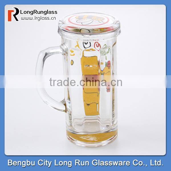 LongRun 13oz cartoom sprinting glass mug with lid