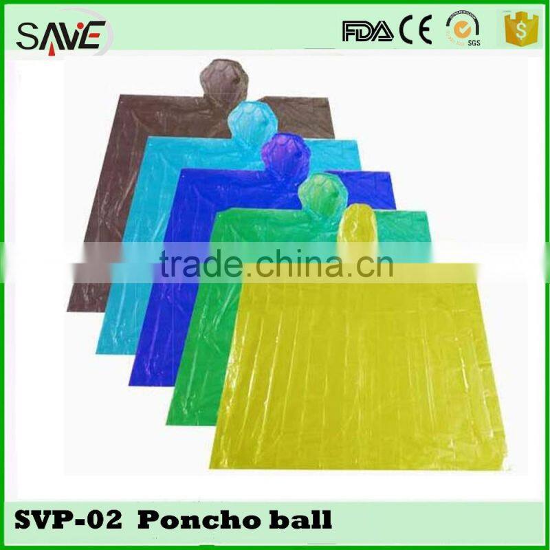 China supprier promotional gift water proof raincoat disposable poncho ball