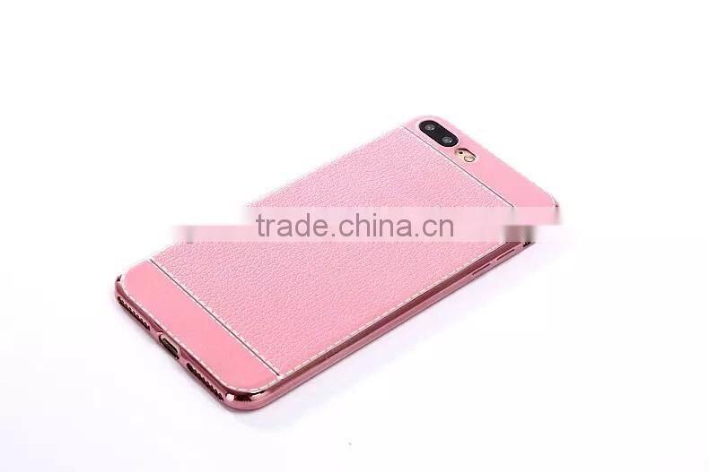 Litchi leather cover for iphone 7 plus, for iphone 7plus electroplate tpu case cover leather case