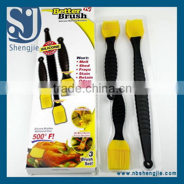 Trade assurance silicone brush/food grade silicone basting brush set with color box packing