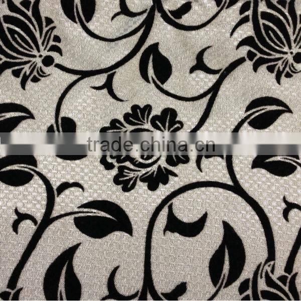 New pattern 100% polyester imitation linen flocked fabric for cushion and sofa