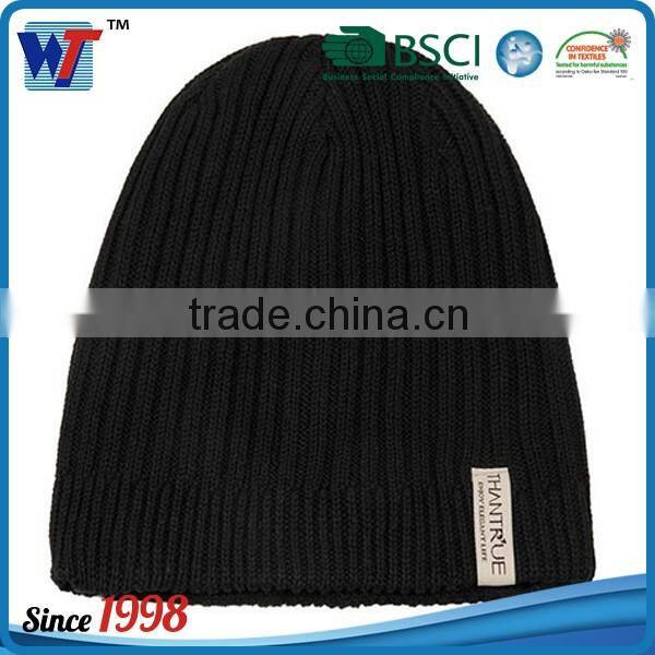 High quality promotional custom winter warm beanie red color knitted hat