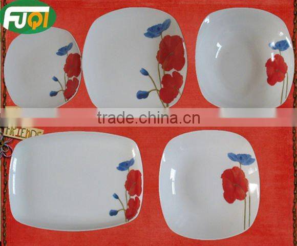 Fine porcelain Square ceramic new design italian dinner set custom decal porcelain dinner set