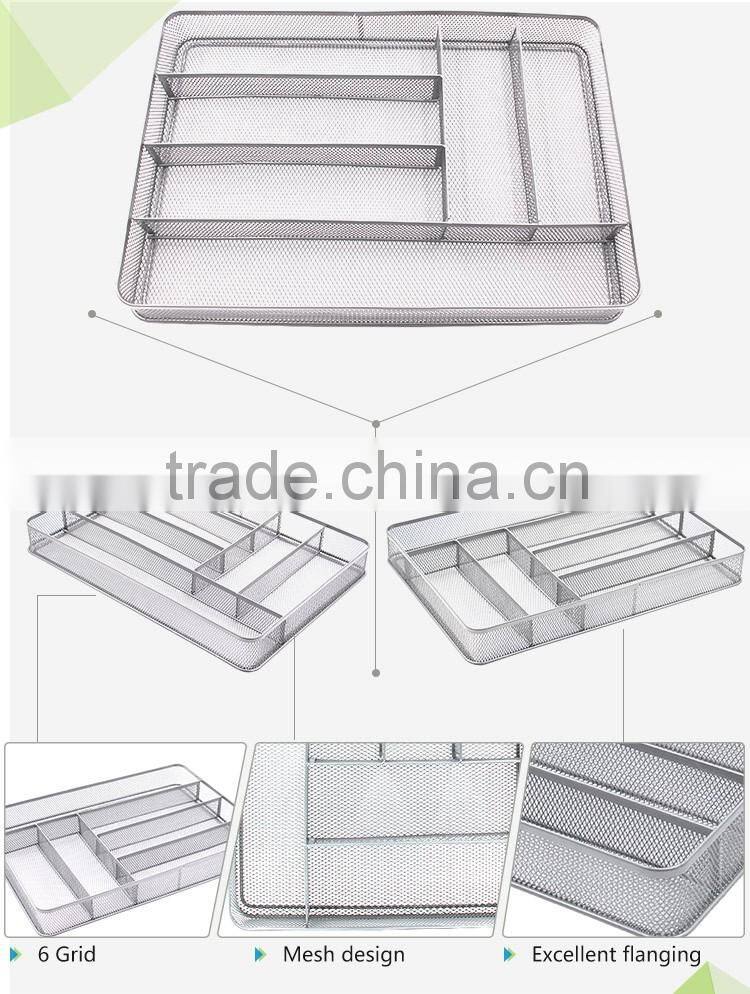 Wholesale cheap price top quality metal wire mesh 6 gird kitchen cutlery tray