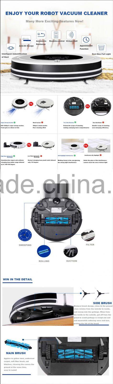 China Whole Sale Cheap Robotic Vacuum Cleaner Vacum Cleaning Robot Cleaners
