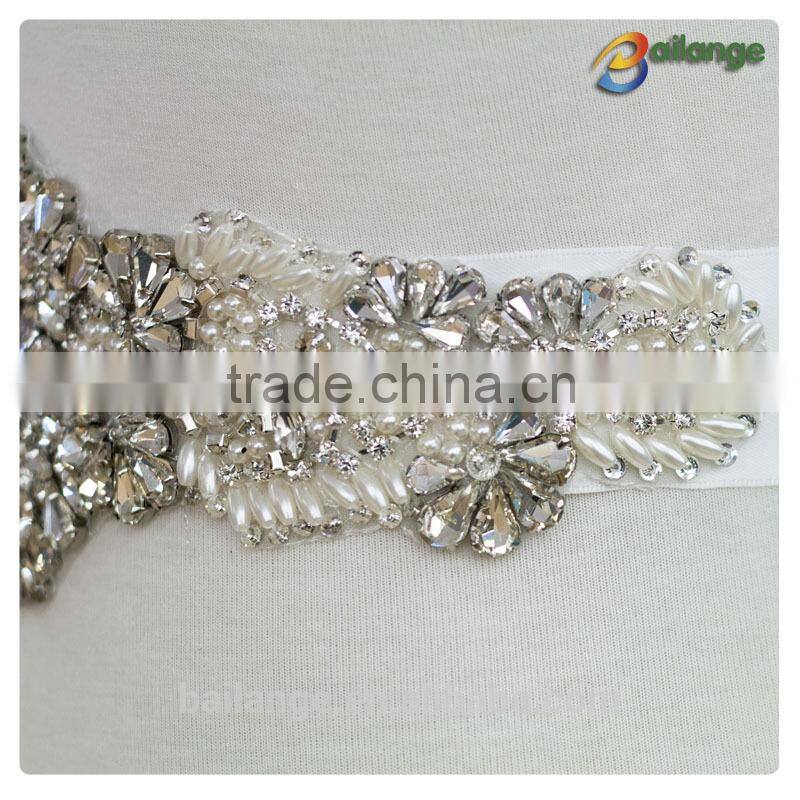 100% Inspection Bailange Garment accessories Wholesale beaded rhinestone trim appliques