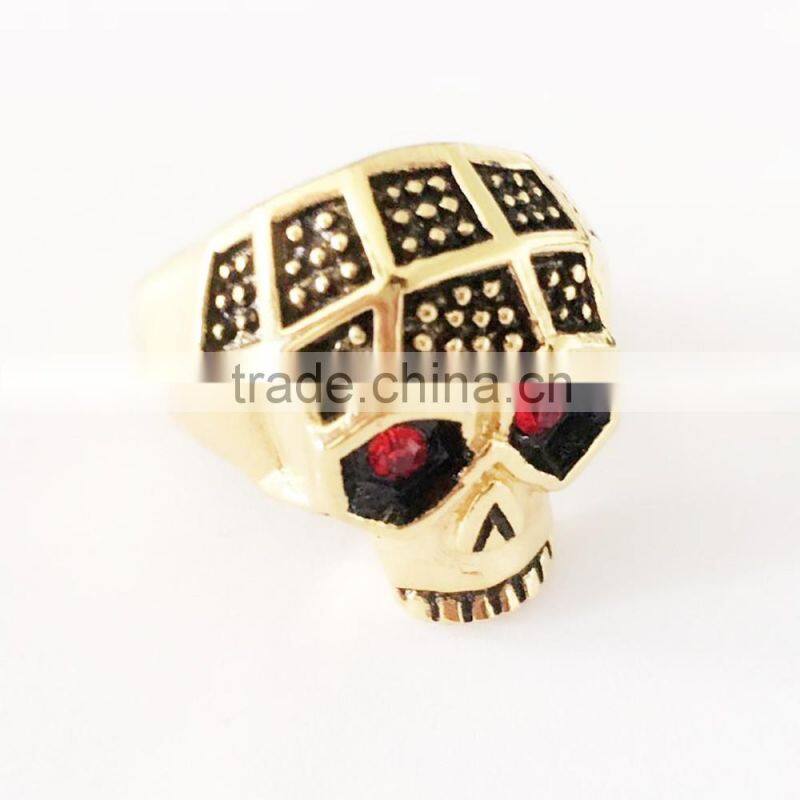 Jingli Jewelry custom made stainless steel evil red blue eyes skull rings(HS-112)