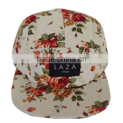 100 cotton 5 panel strap back hat custom design digital print custom floral 5 panel hat