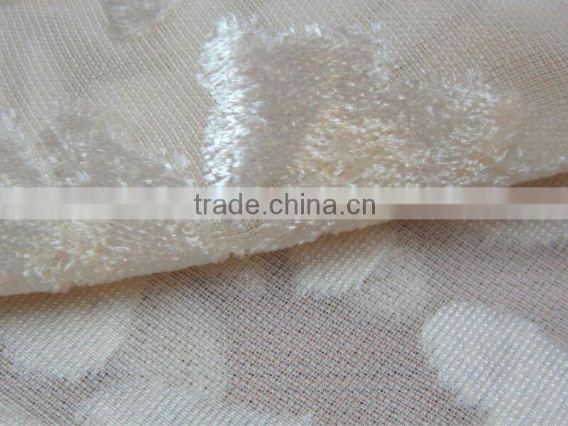 Cheap cvc Velvet jacquard knitting fabric burn out curtain fabric