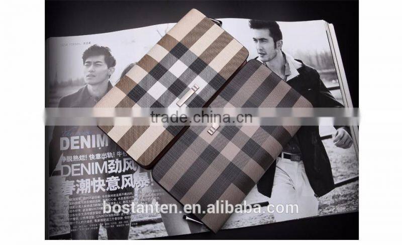 classic plaid leather wallets clutch hand bag for men fashion