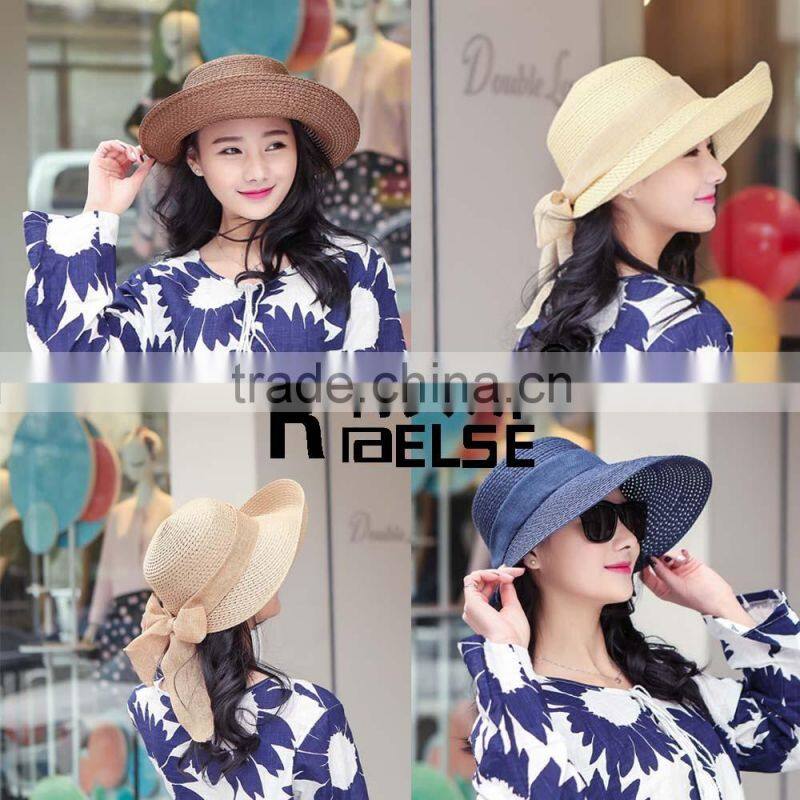 wholesale hats fashion girl sun visor hat cheap wide brim straw hat