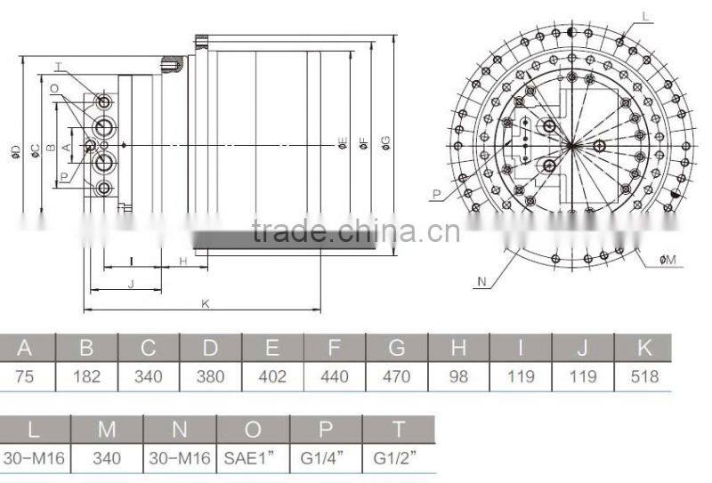 Hydraulic travel motor, Final Drive 20 Ton