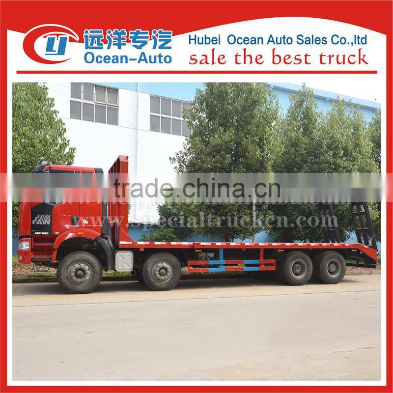 FAW 8x4 heavy duty manual gearbox flatbed truck for sale