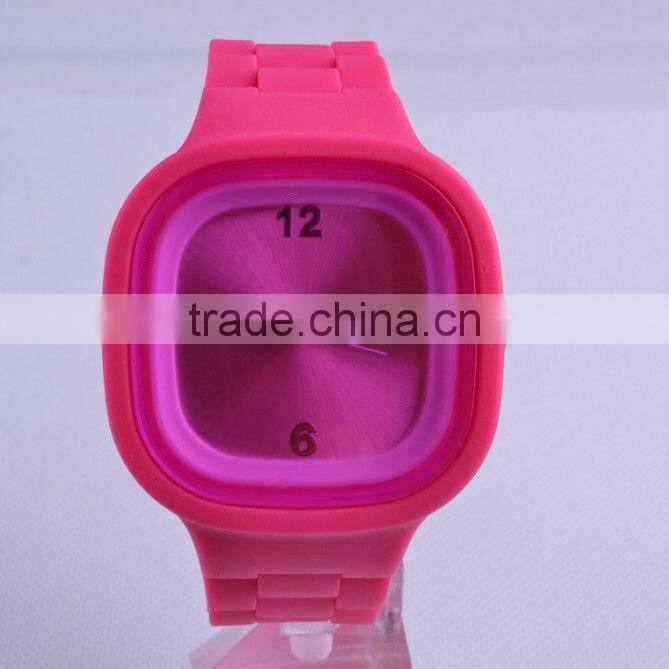 Stylish square face quartz silicon jelly watch