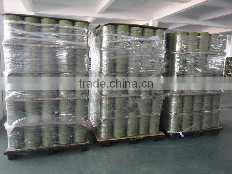 100% high quality olive green PE straight & PP curl Artificial Landscaping Grass Yarn