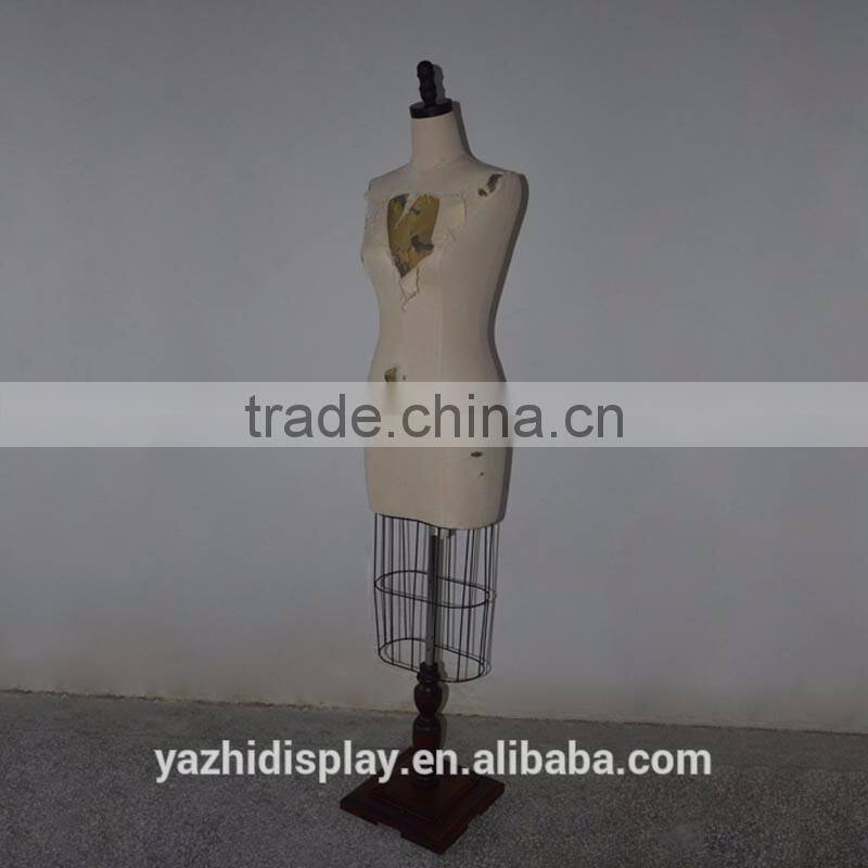 White Fabric dilapidated upper body retro woman mannequin display