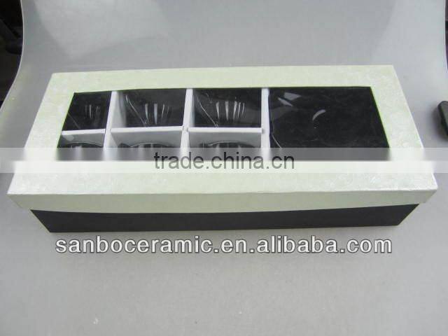 black Promotion coffee cup set ,mini cup and saucers leaf shape with gift box