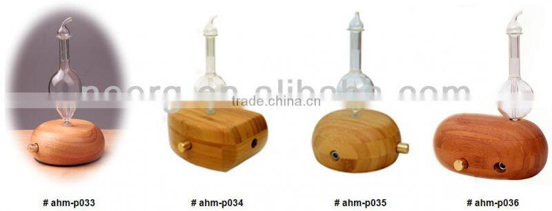 Elegant Bamboo Glass LED Aroma Diffuser Nebulization Oil Diffuser