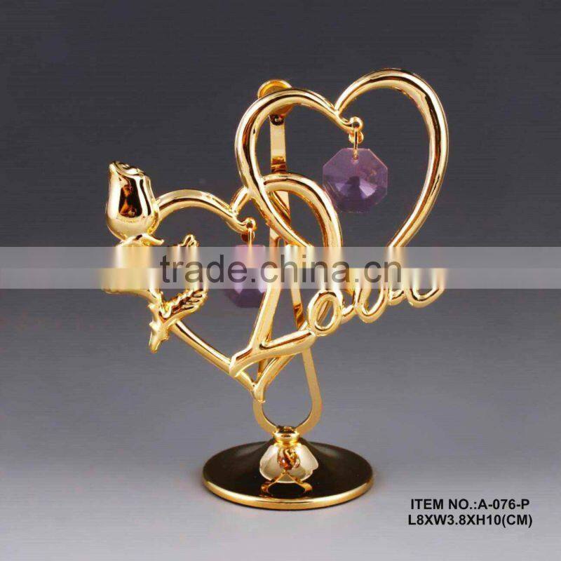24K gold plated heart flower for valentine's gifts