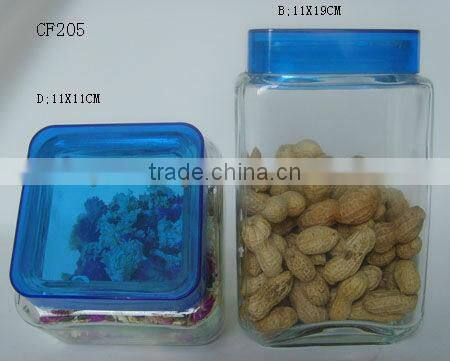 clear square mason glass jar with plastic lid