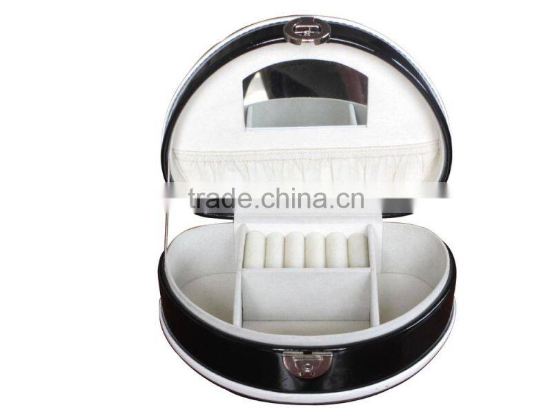 Black Leather Display Glass Top Jewelry Case Organizer