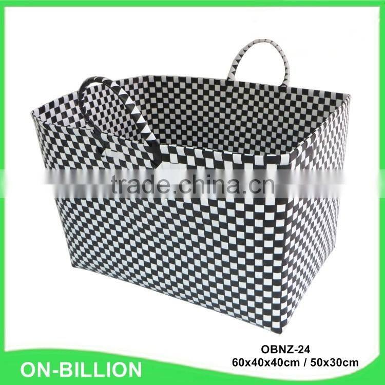 Cheap large pp strip plastic woven basket