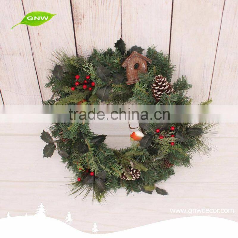 GNW CHWR-1605038 Trade assurance artificial pine needle wreath Christmas Decoration for home