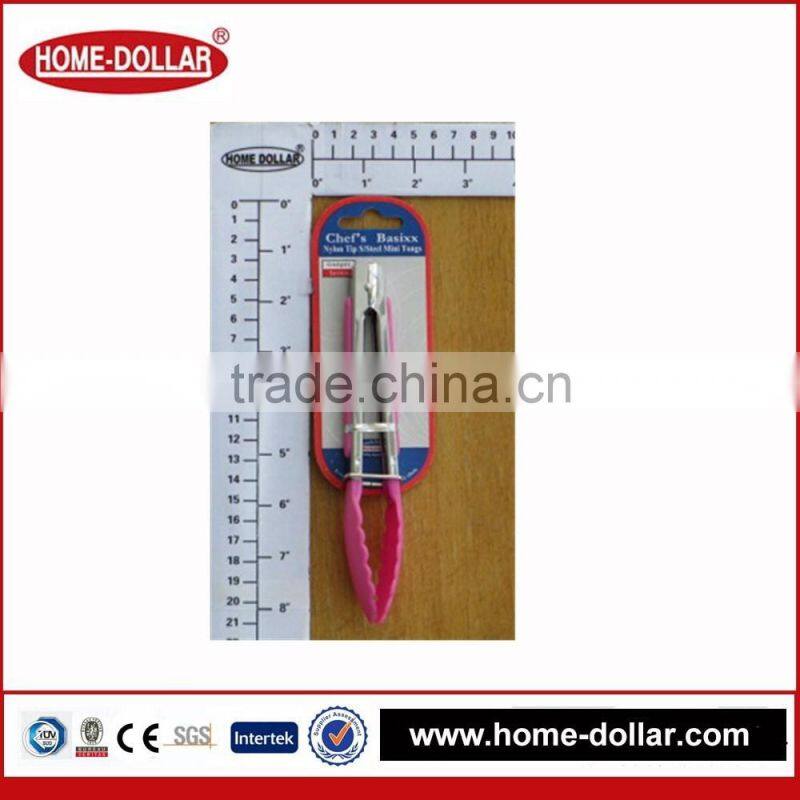 17CM S/STEEL TONGS COLORED WITH NYLON HEADS FOOD CLAMP
