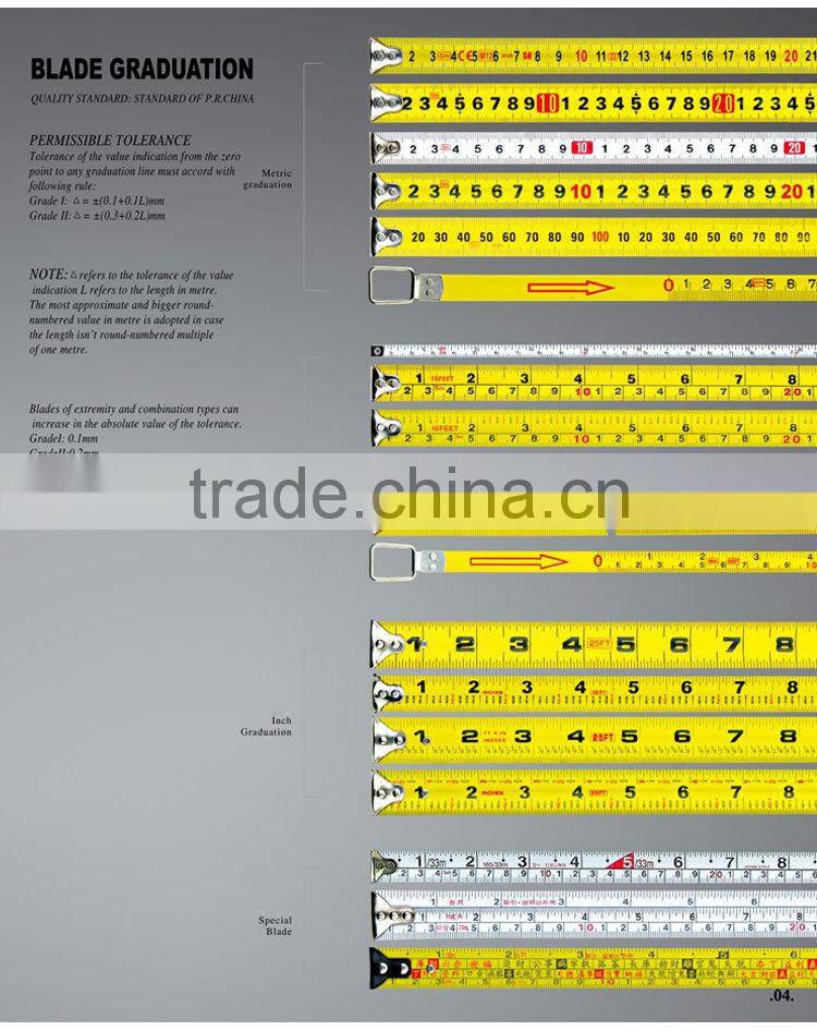High quality Co-molded rubber case retractable measuring tape steel tape
