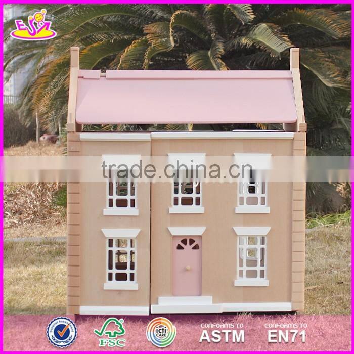 2017 New design lovely wooden girls dollhouse for sale W06A237
