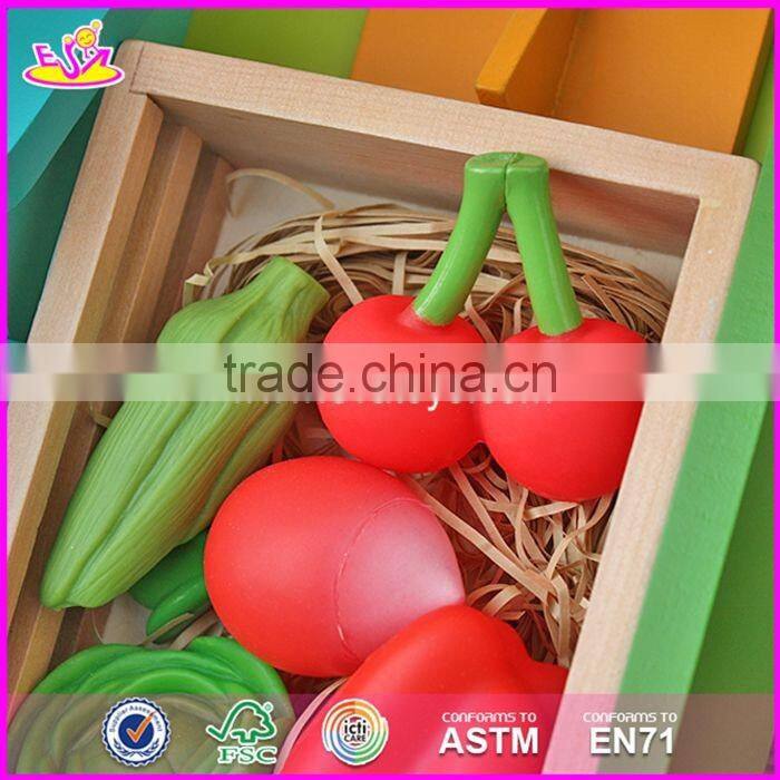 2017 New design funny fruit play set wooden kids supermarket W10A060