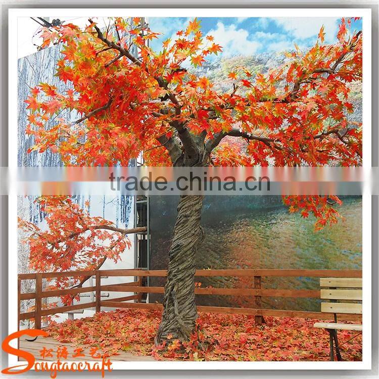 artificial red leaves maple tree for decoration indoor artificial trees