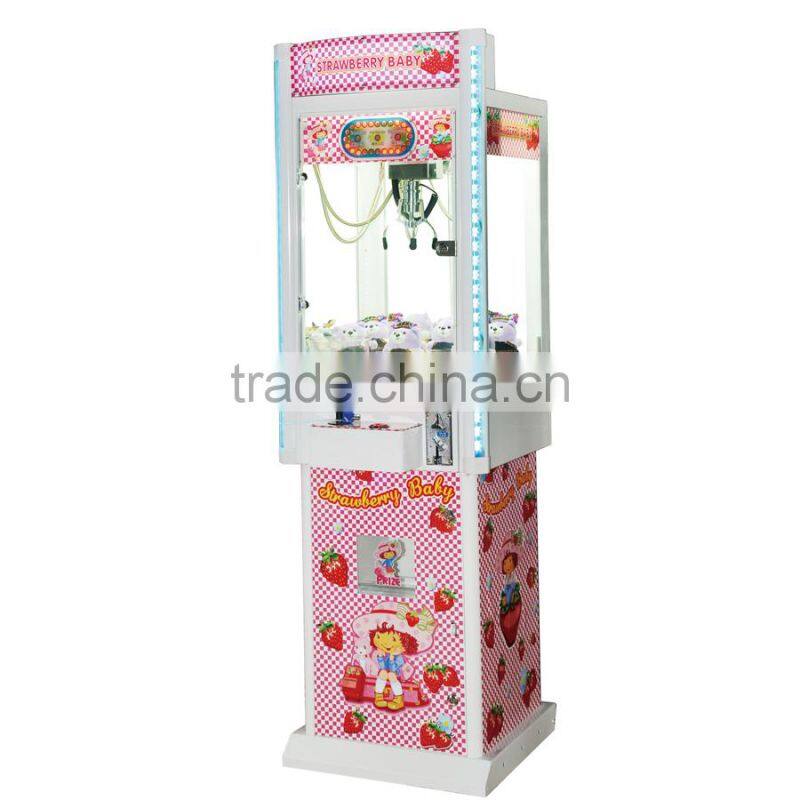 lovely strawberry claw crane toy machine/toy crane game machine for sale