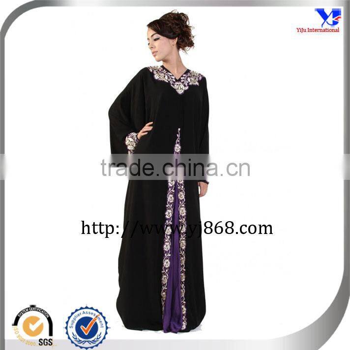 Black Color Moroccan Styles Women Dubai Abaya Kaftan