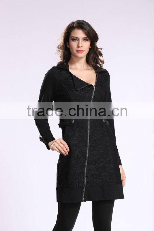 2014 New Fashion Ladies' Long Coat Asymmetrical Zipper Design Women Winter Overcoat