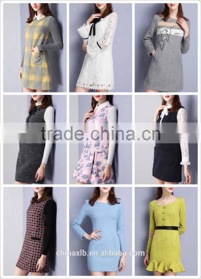 european women clothing big size woman winter grid dress