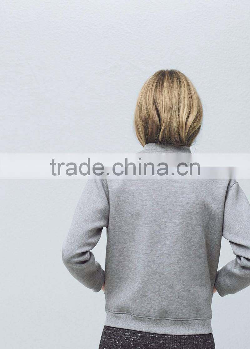 women custom designs grey high quality best price fashion plain bomber varsity jacket