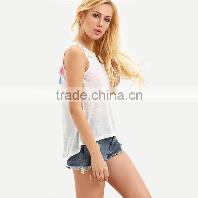 2016 Summer Style Women Crochet and lace Tops T-Shirt Blouse Casual O-Neck Loose Tees Short Sleeve T Shirt