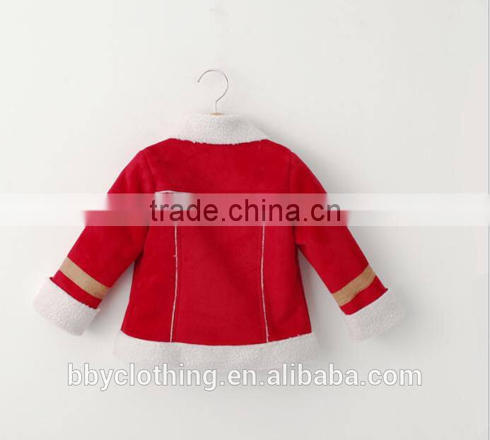 British style white plush lining Suede turn-down collar children winter jacket with zipper