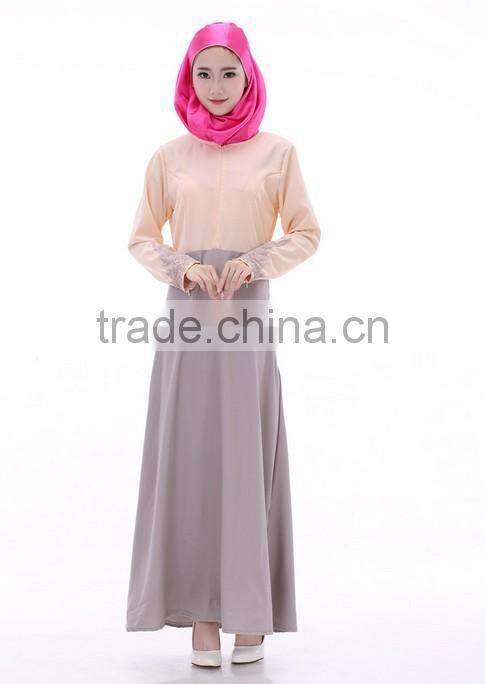 fashion long sleeve lace zip women long dress muslim