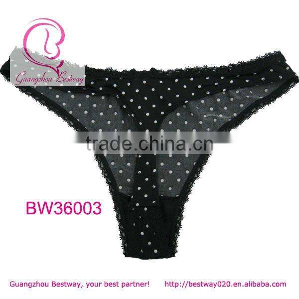 Black models thongs printing white polcka dot