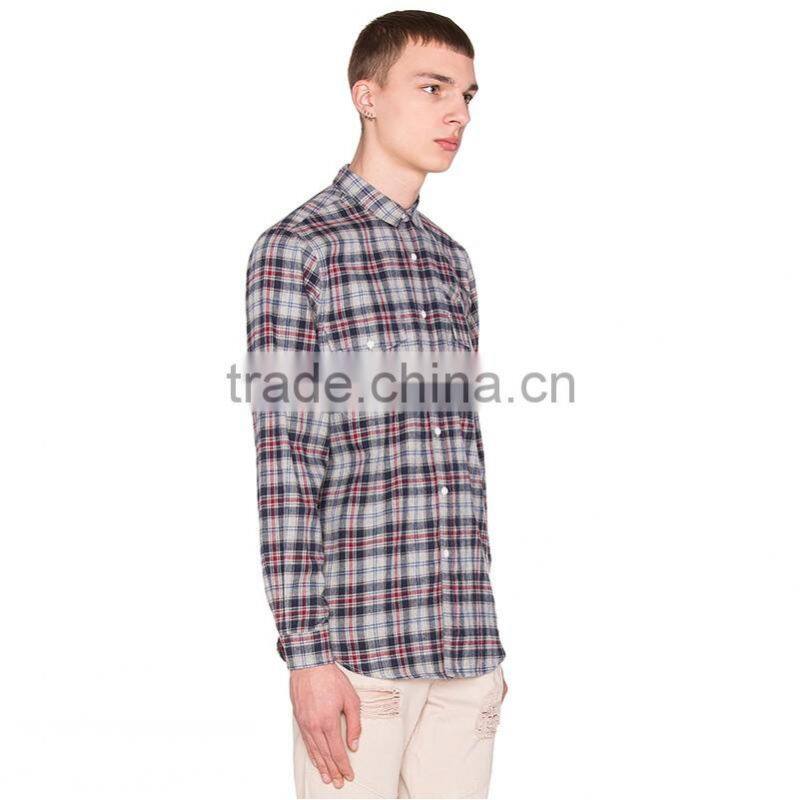 Wholesale European plaid flannel cheap casual stylish cotton check shirts for men