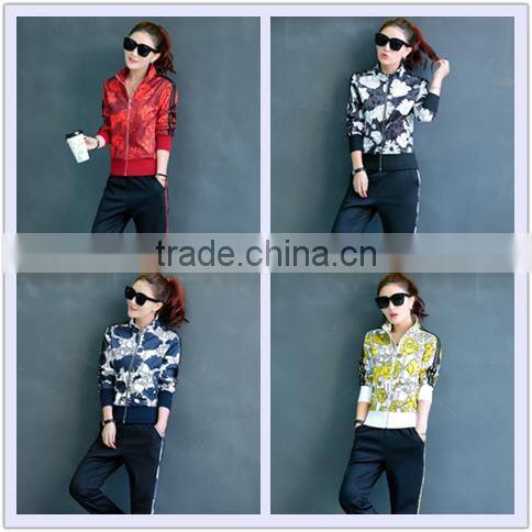 Latest Design Fashion Tops tracksuit Full zip Wholesale Women Printing tracksuit custom