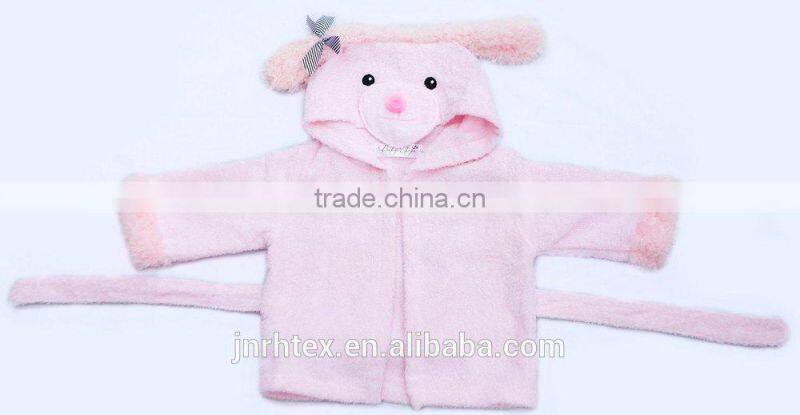High quality fancy cotton bathrobe in pink poodel