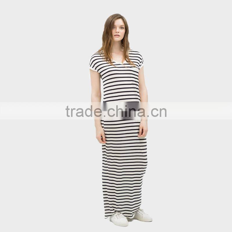 ladies stripe dress shortsleeve maxi dress