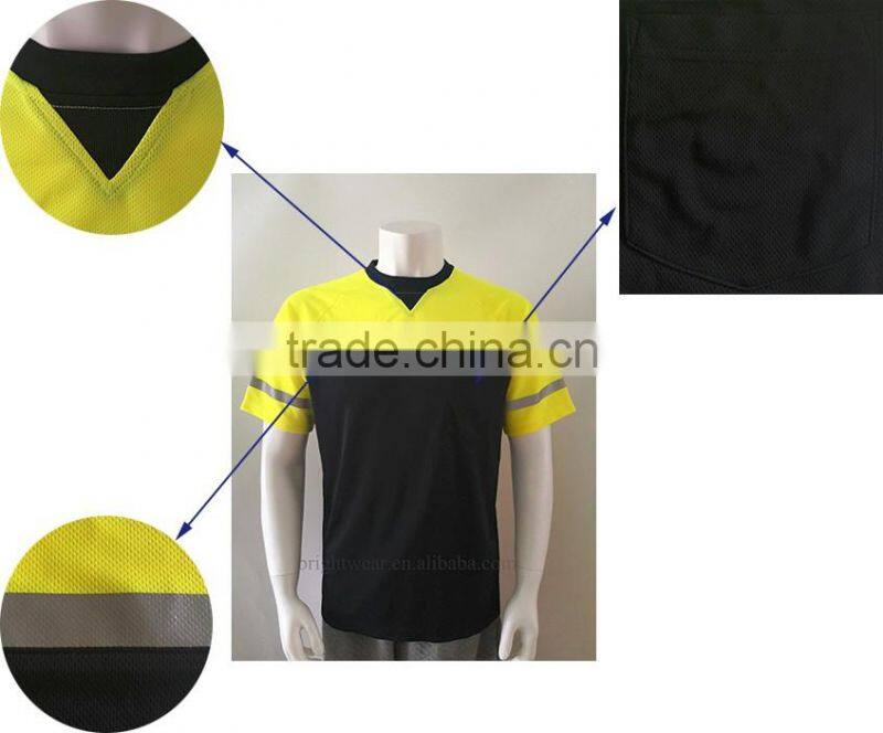Men's high visibility short sleeve two colored china factory reflective t-shirt