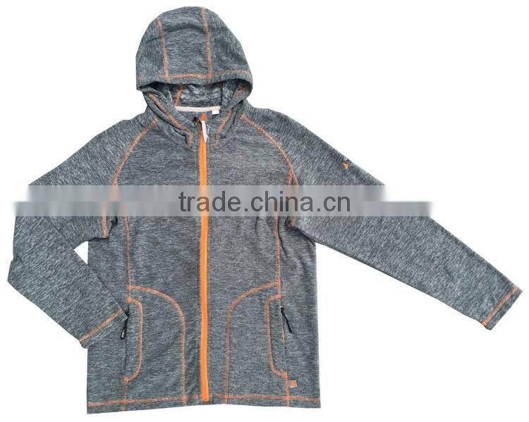 Ladies' casual outdoor sport knitted wear melange walking fleece hoodie jacket