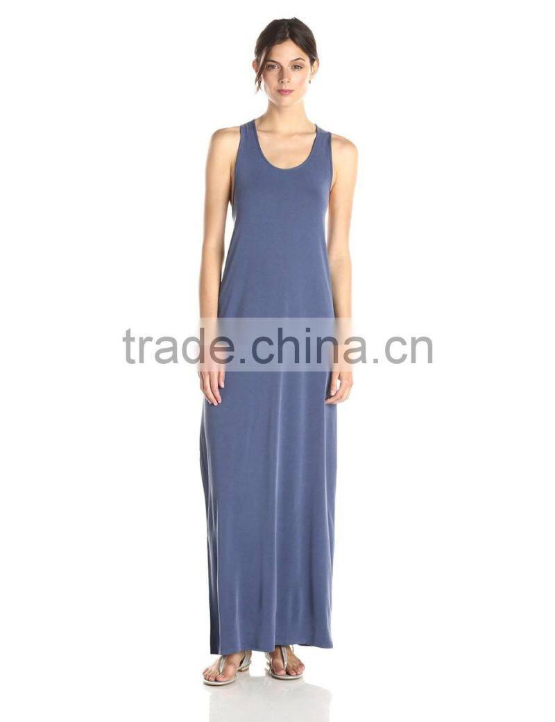 Women's Twisted Back Tank Cotton/Spandex Long Maxi Dress