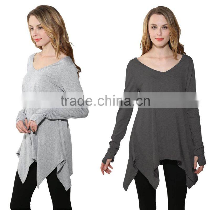 Fashion Women's Sexy Fashion Loose Tops Long Sleeve V Neck Casual Blouse For Sale