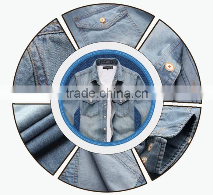 100% cotton fashion style men fit washed denim casual shirt